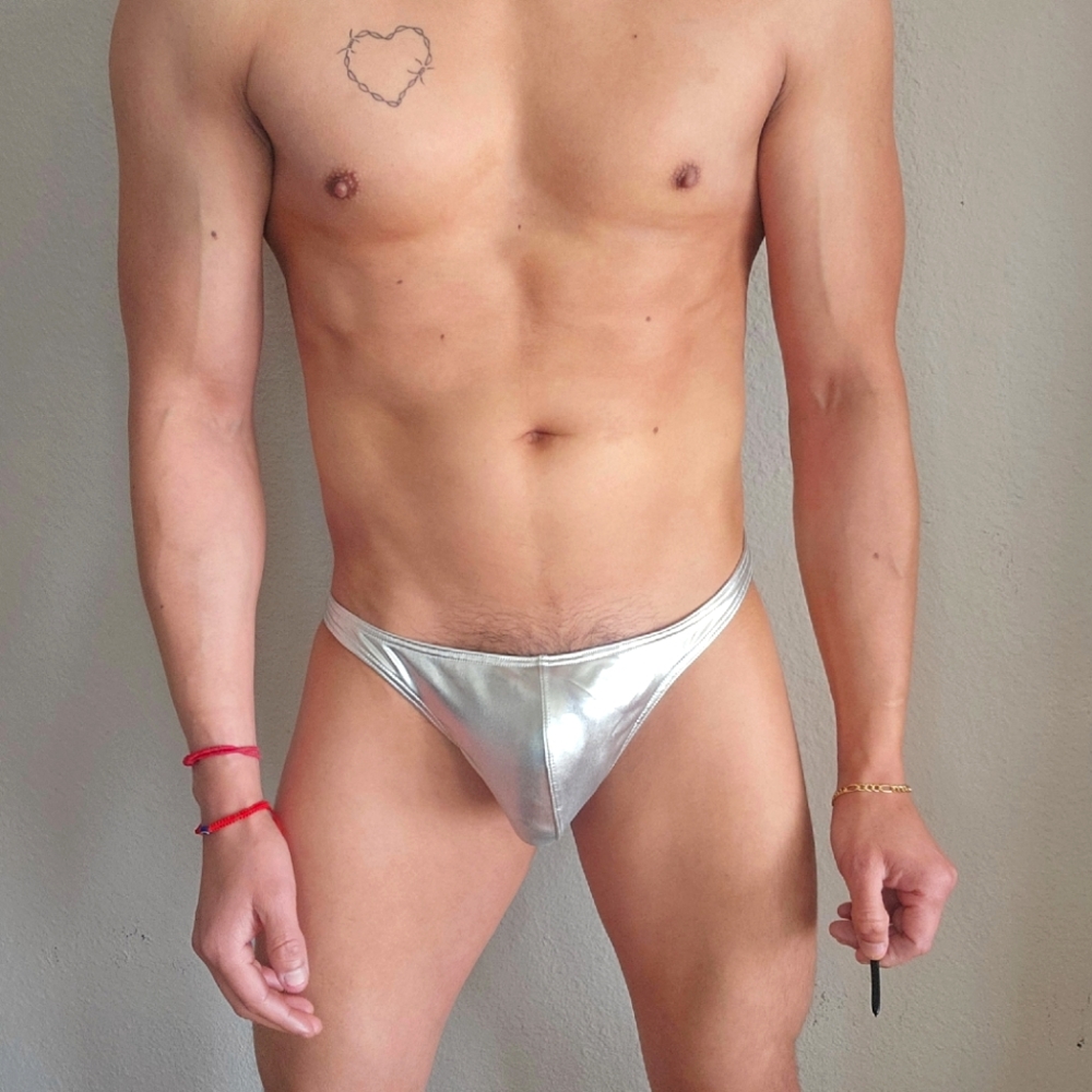 Silver Low-Rise THONG Thin Waistband - Picture 1 of 3